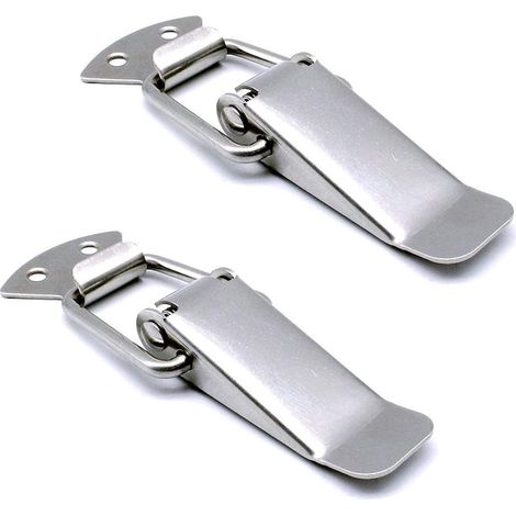 Lot de 4 verrous à ressort en acier inoxydable pour boîtes, tiroirs, kits, couleur argent, avec 16 vis (1/3)