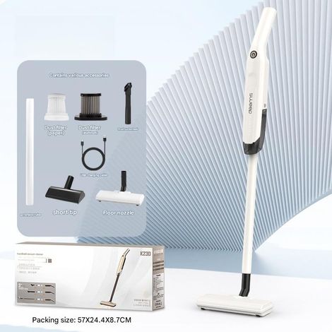 Aspirateur poussoir sans fil, haute puissance, forte aspiration, portable, multifonctionnel, dépoussiéreur domestique (blanc) (1/5)