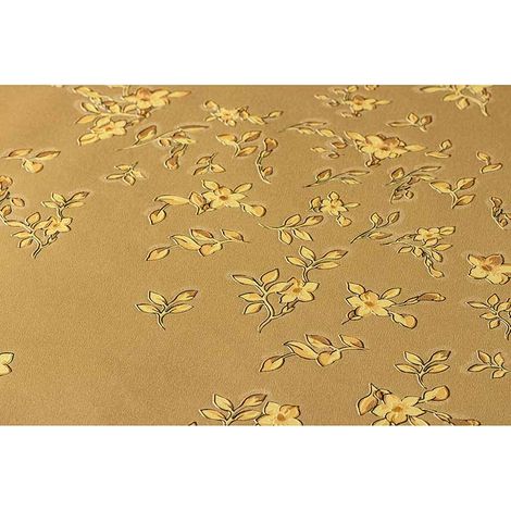 Papier peint anglais motif floral Tapisserie fleurie marron et or Papier peint intissé idéal pour salon cuisine et chambre adulte (1/5)