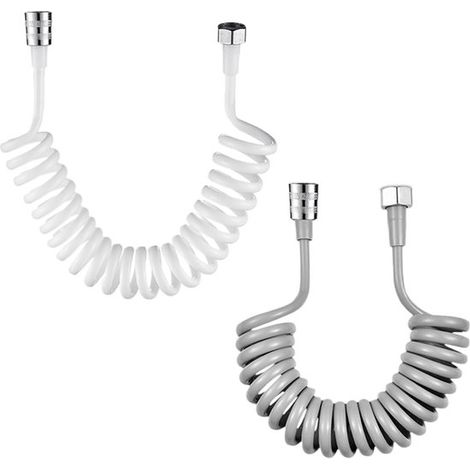Deux flexibles de douche de 300 cm - gris et blanc - parfaits pour la douche et le nettoyage. (1/5)