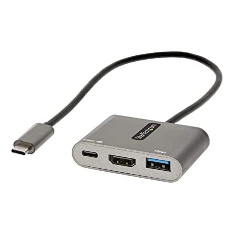 StarTech.com Adaptador Multipuertos USB C, USB Tipo C a HDMI, Vídeo de 4K, PD de 100W, Pass Through, Hub Ladrón USB 3.0 1x USBC 1x USBA, Mini Docking Station USBC para Portátil (1/4)