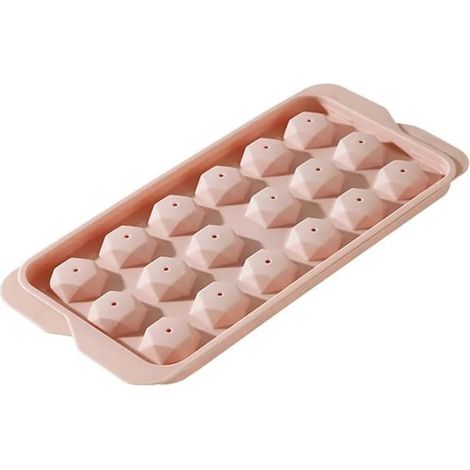 JANMIR-Glaçons ronds/diamants avec couvercles, glaçons en plastique pour rafraîchir cocktails, whisky et café (Taille : Rose - 18 grilles diamant) (1/5)