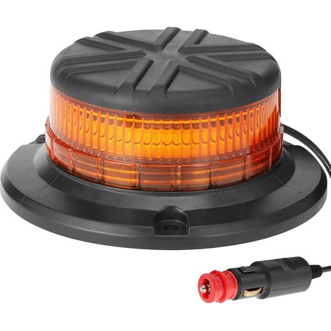12/24V LED Gyrophare Magnetique Orange,Gyrophare Led Orange Camion Tracteur,45LEDs Clignotant d'Urgence Avertissement stroboscopique Balise Ambre Magnétique pour Agricole Voiture (1/5)
