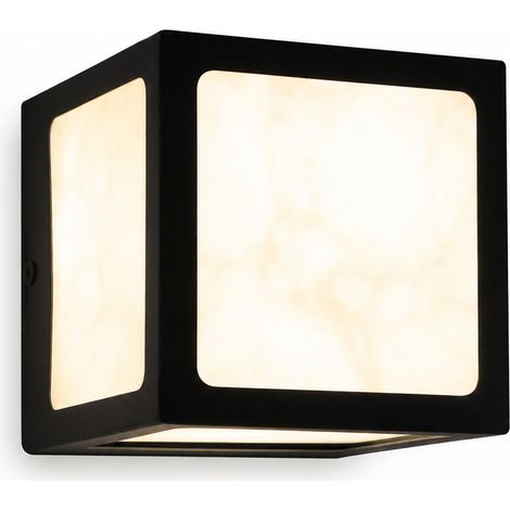 Applique murale LED extérieure 10 x 10 cm, design carré IP65 étanche, 10W 900 lm, pour jardin façade balcon terrasse, noir (1/5)