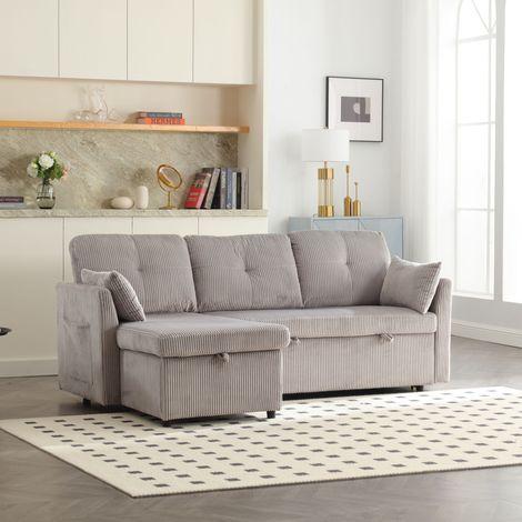 Canapé-lit multifonction avec rangement et lit gigogne, méridienne interchangeable, canapé d’angle modulaire en L avec assises de rangement, canapé d’angle modulable pour salon (1/5)