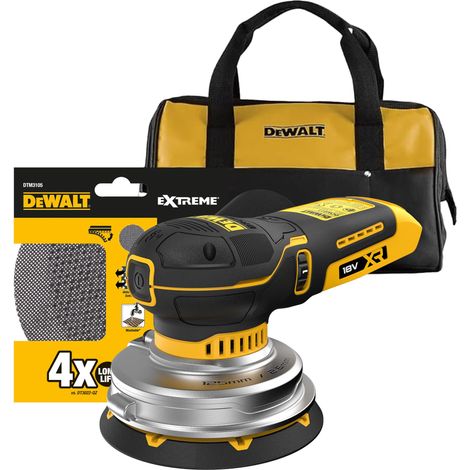 Ponceuse excentrique sans fil 125 mm 18V XR, moteur brushless, vitesse variable 5 positions, avec sac souple et disques abrasifs (1/5)