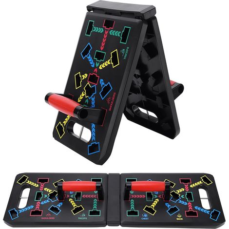 15-in-1 opvouwbaar multifunctioneel push-up-rack board - draagbare fitness-trainingsuitrusting voor thuis, kantoor en reizen, verstelbare handgrepen voor een volledige work-out (1/5)