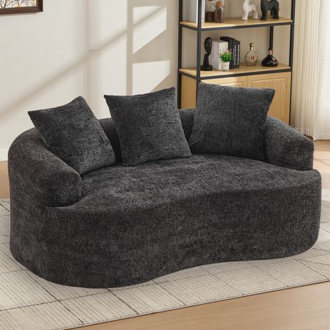 AS EASY Canapé d'amour incurvé, petit canapé en Chenille avec 3 coussins, canapé profond pour appartement et salon, pas de montage requis (1/5)