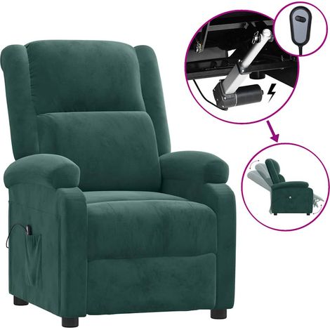 Maison Exclusive - Poltrona Elettrica Reclinabile Verde Scuro in Vera Pelle (1/5)