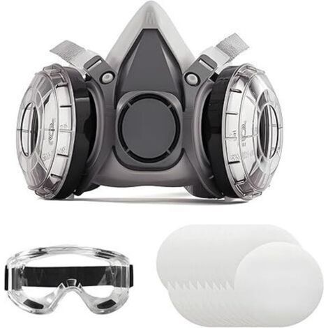 Masque respiratoire, masque anti-poussière 6200, avec lunettes de sécurité, 20 cotons de rechange, idéal pour filtrer la poussière, la fumée et autres particules