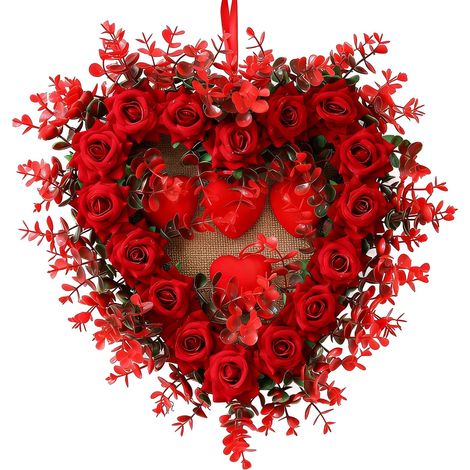 Guirlande En Forme De Cœur - Décoration Porte Pour La Saint-Valentin - Pour Intérieur Et Extérieur - 1 Pièce (1/5)