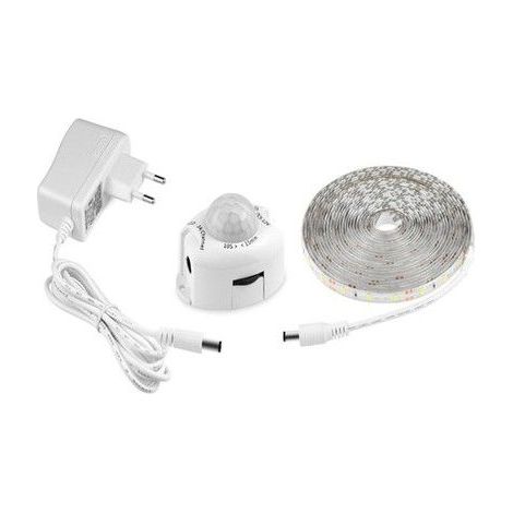 Ruban Led Avec Détecteur De Mouvements, Bande Led Flexible Autocollante,Étanche IP65 Avec Alimentation 12V (5M, blanc) (1/5)