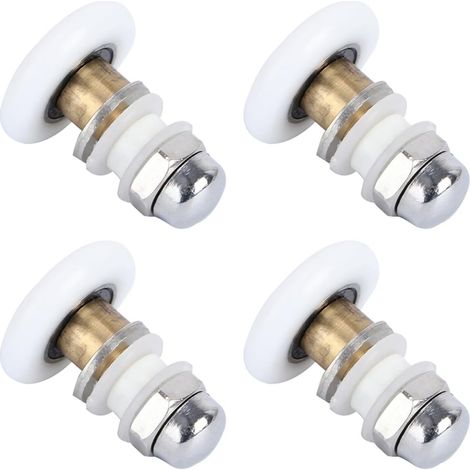 Juego de 4 ruedas excéntricas para puertas de cristal, rodillos estables y silenciosos, fácil reemplazo en el baño.