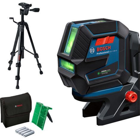 Niveau Laser GCL 2-50 G (faisceau vert, d'intérieur, support RM 10, trépied BT 150, portée visible : jusqu’à 15 m, 4x piles AA, dans une boîte en carton)