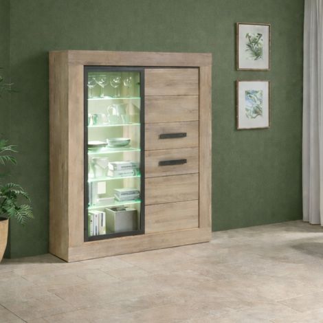 Argentier-bar moderne avec LED en bois avec porte vitrée MOA (1/5)