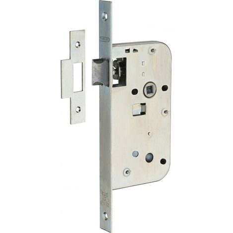 Serrure encastrable pour porte intérieure, axe 50mm, bouts carrés, zingué - (1/2)