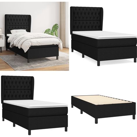 Boxspringbett mit Matratze Schwarz 100x200 cm Stoff - Boxspringbett - Doppelbett - Schlafsystem - Lattenrost - Bettrahmen - Home & Living (1/5)
