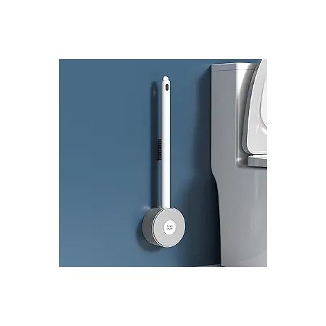Brosse de toilettes en silicone, sans trou, nettoyage mural suspendu, brosse WC hygiénique, design épuré, accroche au mur, entretien facile. (1/3)