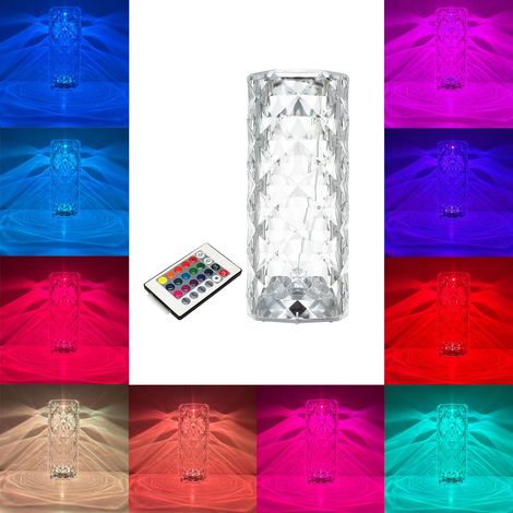Acryl-Tischleuchte mit Fernbedienung, 16 verschiedenen Lichtfarben und einstellbarer Helligkeit, 4 Modi, USB-aufladbar, Kristall-Nachttischlampe, dekorative Schlafzimmer-Nachttischlampe (1/5)