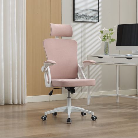 Sedia ufficio ergonomica con braccioli rosa OKMYHOME (1/5)
