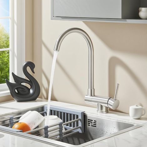 Mitigeur Cuisine Rabattable,Robinet Cuisine Rabattable Avec 3 Jets Modes,Robinet Cuisine Pliable Pour Fenêtre,Mitigeur Evier Cuisine en Acier Inoxydable 304(Brossé) (1/5)