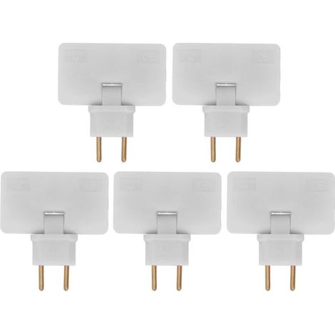 Lot de 5 adaptateurs de prise sans fil UE, rallonge 180 degrés, 1 à 3 prises plates européennes, derrière l'armoire, 110-250 V (blanc) (1/5)