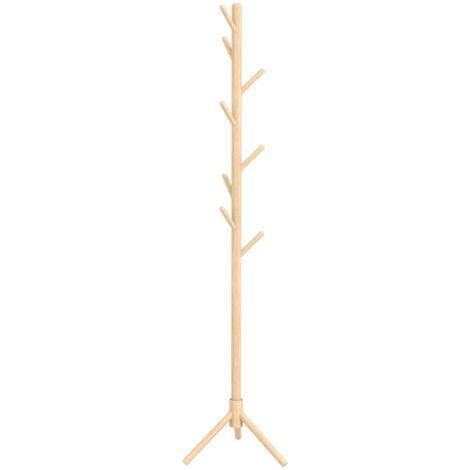 Portemanteau sur pied en bois portant à vêtements vestiaire 8 patères 40 x 40 x 165 cm naturel (1/5)