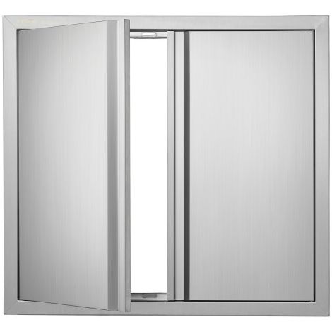 Grill-Zugangstür, 660 x 610 mm, Doppelte Außenküchentür, Flächenbündig Montierte Edelstahltür, Vertikale Wandtür mit Versenkbaren Griffen, für Grillinsel, Grillstation, Außenschrank (1/5)