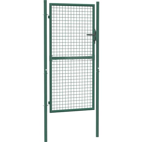 vidaXL Fence Gate Steel 100x175 cm Green
