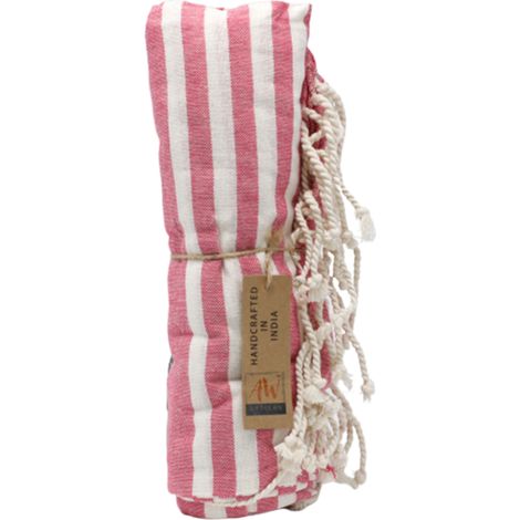 Plaid Pario en Coton - 100x180 cm - Rose Vif- Vendu par 1 (1/4)