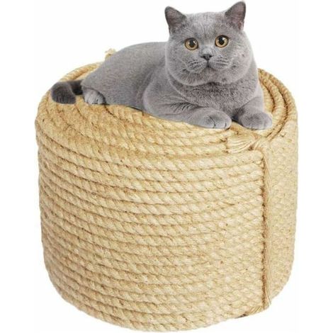 6mm Jute Corde pour réparation et Remplacement de Chat Scratch Pilier, Rayure Arbre, Chat Rayure Tampon/Tapis/Botteur Jouet, Tuyau/Escaliers/Pneu Emballage, Accueil Décoration, 6mm10m, Beige (1/5)