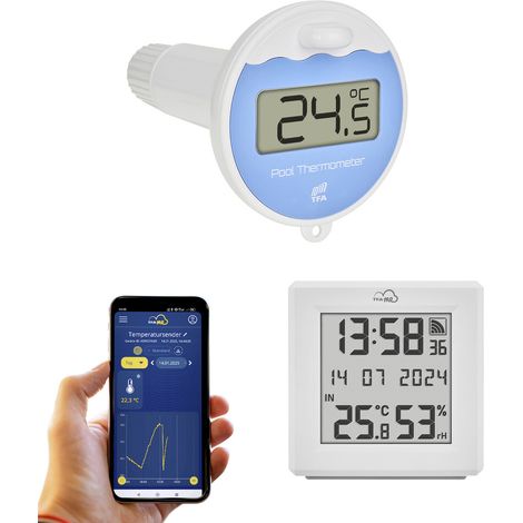 TFA Dostmann TFA.me Starter Set mit WLAN Gateway und Poolsender Schwimmbecken-Thermometer Weiß 35.81