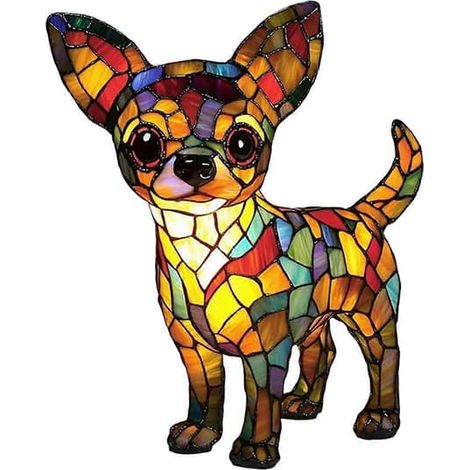 Lampes Chihuahua - Lampe de table veilleuse rétro en résine colorée, collection Chiens, lampe de table décorative pour animaux de compagnie (1/5)