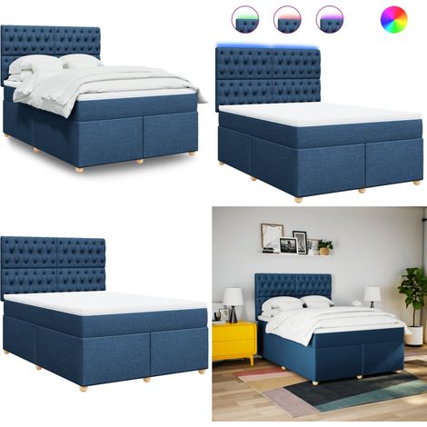 vidaXL Sommier à lattes de lit avec matelas Bleu 160x200 cm Tissu (1/5)