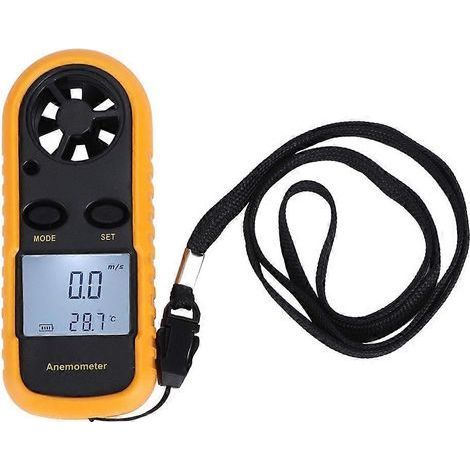 Mini anémomètre électronique numérique portable avec écran LCD pour la vitesse du vent et la température