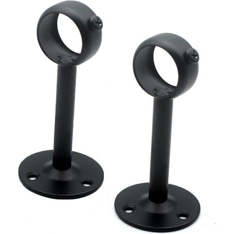 Adjustable Ceiling Bracket for Curtain Rods, Set of 2, Black, Curtain Rod Holders (1/5)