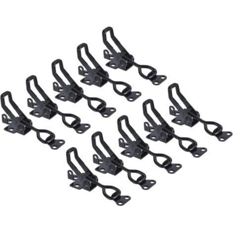 Pack of 10 Adjustable Toggle Clamps, Metal Latch Clamps, Model 4002, Quick Release Toggle Clamps for Cabinet Doors, Black, Screws Not Included (1/5)