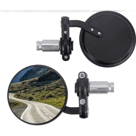 Lot de 2 rétroviseurs convexes de moto IP65, noirs, 7,7 cm, rétroviseurs latéraux réglables de remplacement pour deux-roues (1/5)