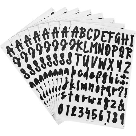 Kit de 8 feuilles de lettres et chiffres en vinyle autocollant, autocollant à faire soi-même pour panneaux (1/5)