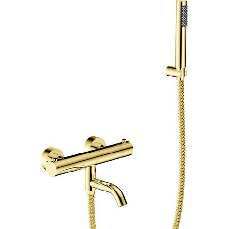 VEO Wand-Badewannenarmatur in Hellgold mit Besco-Thermostat (1/2)
