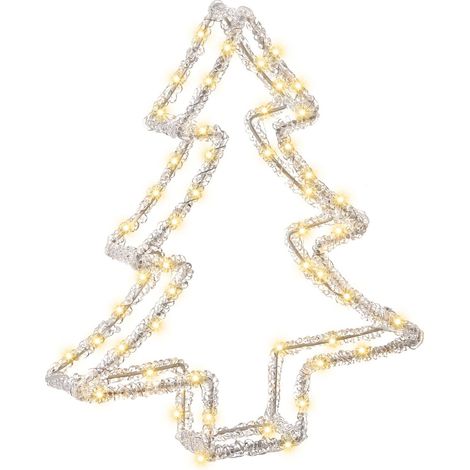 Garden LED Decoration White Acrylic 35 x 6 x 29 cm Indoor Outdoor Christmas Tree Seasonal Accessory Home Décor with Lights OLBOAN