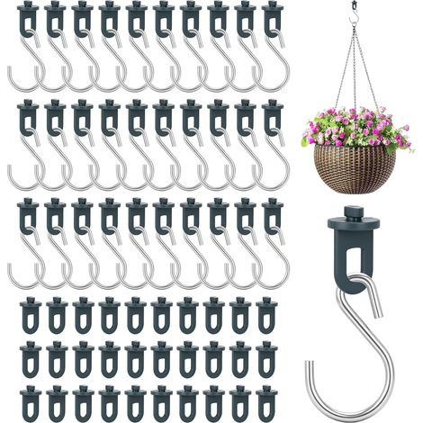 Lot de 60 clips de serre + 30 crochets en S en acier inoxydable, robustes et durables, accessoires de serre, crochets de suspension pour jardin d'hiver, pour paniers à plantes, tuteurs (1/5)