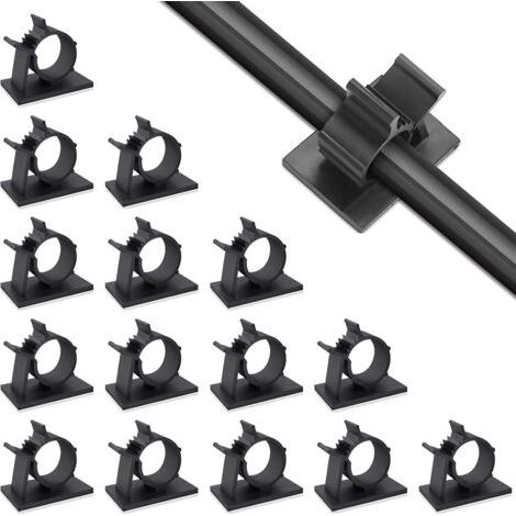 royaluxe-Lot de 60 clips de câble adhésif noir – Fixation autocollante pour câbles jusqu’à 6 mm – Installation facile sur toutes surfaces (1/5)