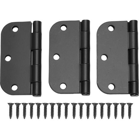 Charnières de porte arrondies 3,5 pouces rayon 5/8 noir mat intérieur extérieur pour portes bureau chambre à coucher matériel de construction de fenêtre extérieure (1/5)
