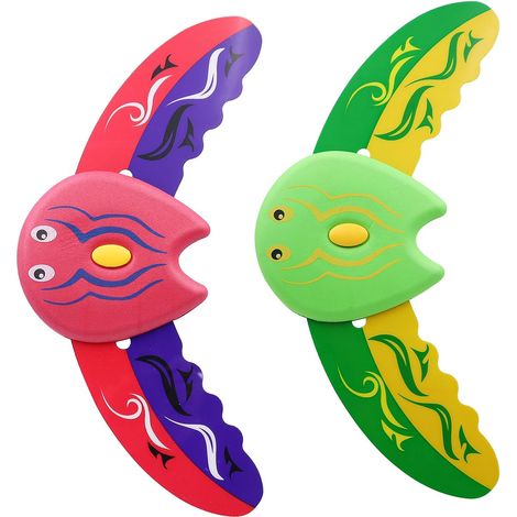2 Pack Toys Fish Devil Stingray Underwater Glider Diving Toys Games Swimming Pool Kids for Swimming Pools, Inflatable Pools, Beaches, Water Parks (Red and Green) (1/5)