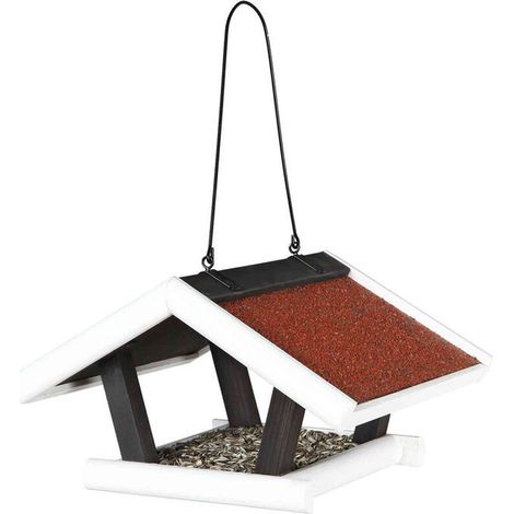 Mangiatoia natura, 30×18×28cm, nero/bianco per uccelli (1/2)