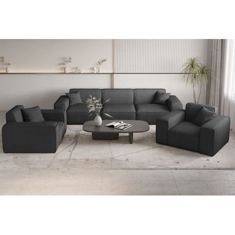 Sofaset Designersofa CELES PREMIUM 3-1-1 in Stoff Scala Anthrazit (1/5)