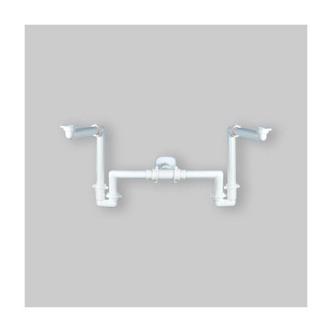 Siphon gain de place pour évier 2 voies 1"1/2 - Ø 32-40 mm