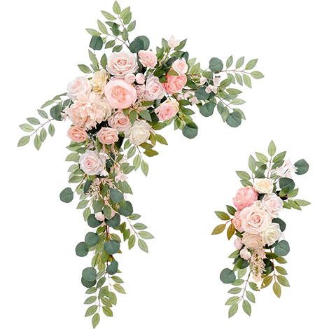 Kit de fleurs pour arc de mariage, 70x50cm, 50x25cm, en soie artificielle, Swag Floral, décoration intérieure et extérieure, Style rosé 1 (1/5)