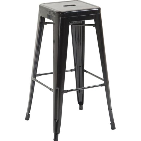 Sgabello da bar alto stile industriale in metallo nero 100000144